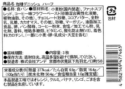 ＡＮＤＥデニッシュパン頒布会の5月ラベル4