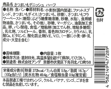 ＡＮＤＥデニッシュパン頒布会の9月ラベル2