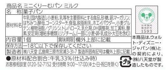 八天堂【Ｄｉｓｎｅｙ】スイーツパン頒布会３回コースの8月ラベル1