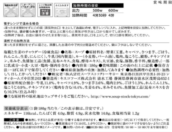 スープストックトーキョー頒布会（７個セット）の10月ラベル1