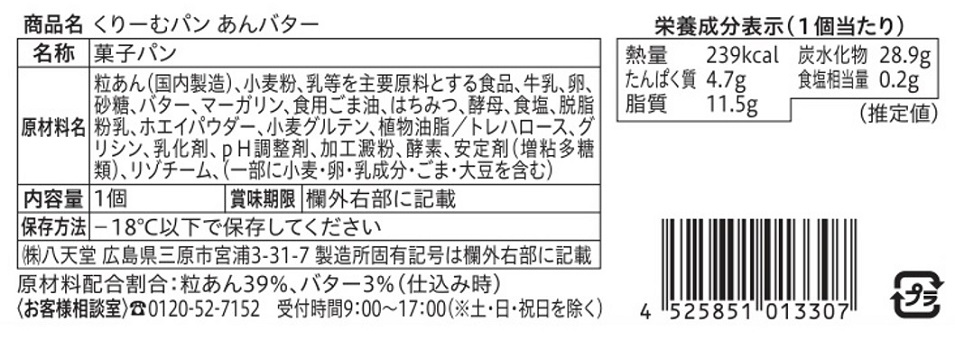 八天堂くりーむパン頒布会の1月ラベル1