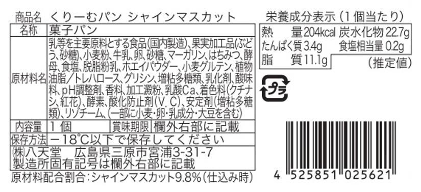 八天堂くりーむパン頒布会の12月ラベル3