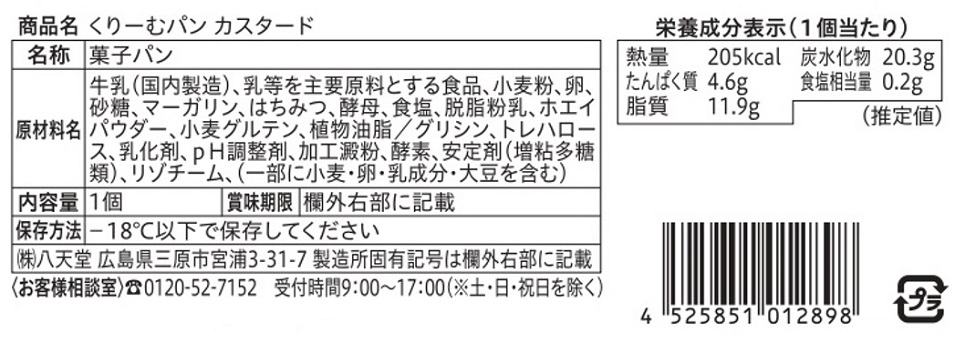 八天堂くりーむパン頒布会の12月ラベル4