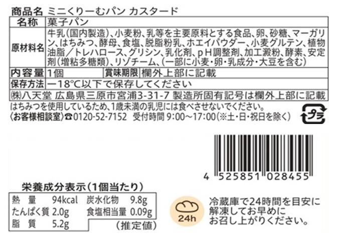 八天堂ミニくりーむパン頒布会の1月ラベル2