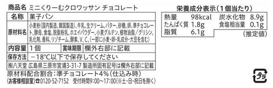 八天堂ミニくりーむパン頒布会の12月ラベル3