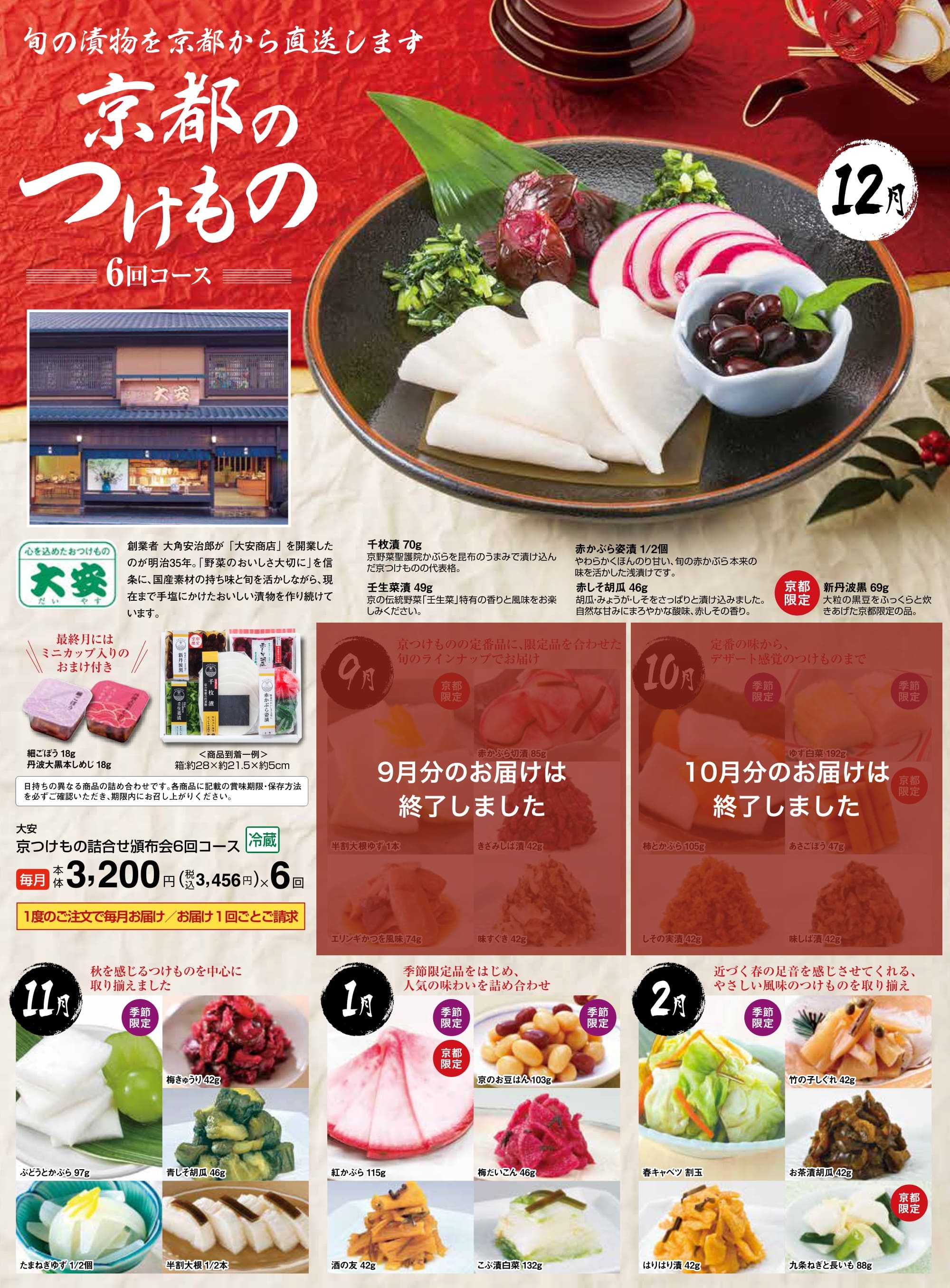 京つけもの詰合せ頒布会6回コース
