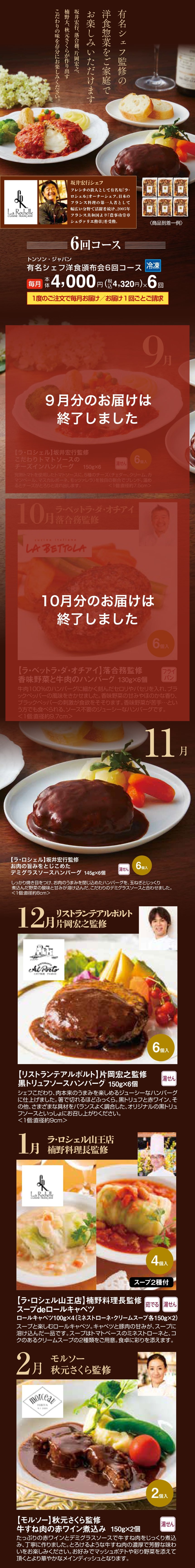 有名シェフ洋食頒布会6回コース