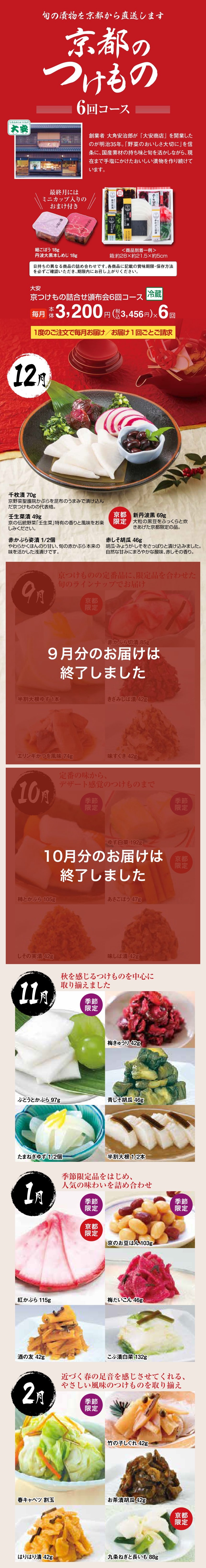 京つけもの詰合せ頒布会6回コース