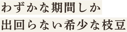 わずかな期間しか出回らない希少な枝豆