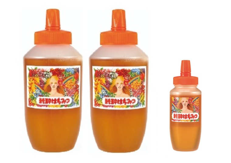 「お徳用　百花はちみつ　９５０ｇ×２本、３００ｇ×１本」の包材画像