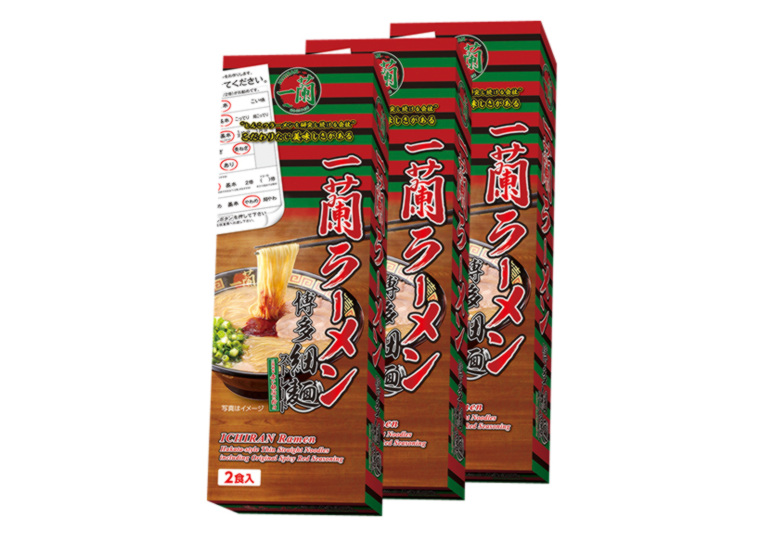 「一蘭ラーメン博多細麺ストレート　６食（２食×３）」の包材画像
