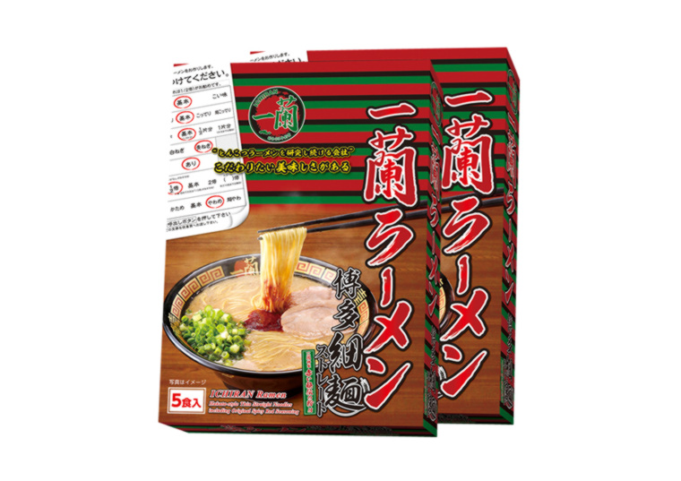 「一蘭ラーメン博多細麺ストレート　１０食（５食×２）」の包材画像