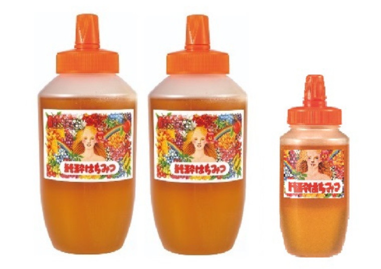 「お徳用　百花はちみつ　９５０ｇ×２本、３００ｇ×１本」の包材画像