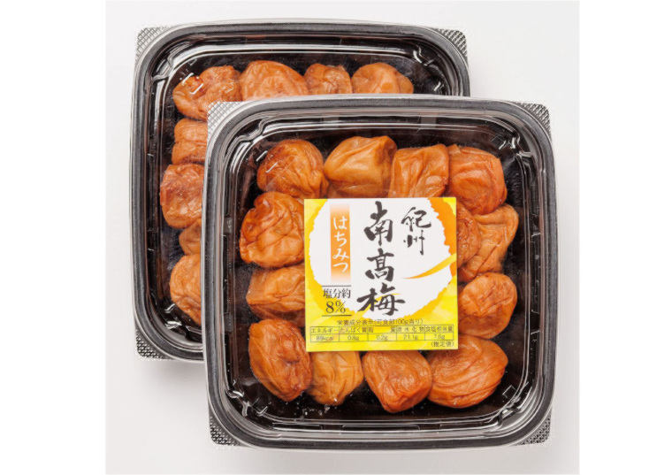 「紀州南高梅はちみつ梅（塩分８％）　３００ｇ×２個入」の包材画像