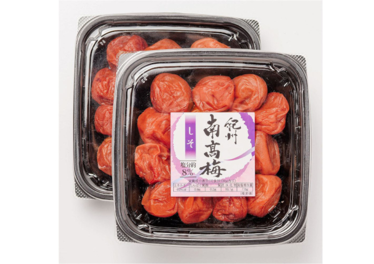 「紀州南高梅しそ（塩分８％）　３００ｇ×２個入」の包材画像