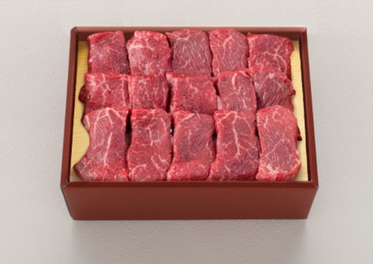 「米沢牛一口赤身ステーキ【松】　計４５０ｇ（計１５枚入）」の包材画像